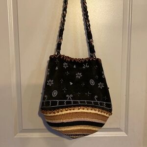 Handmade suede & basket bag just unique & beautiful